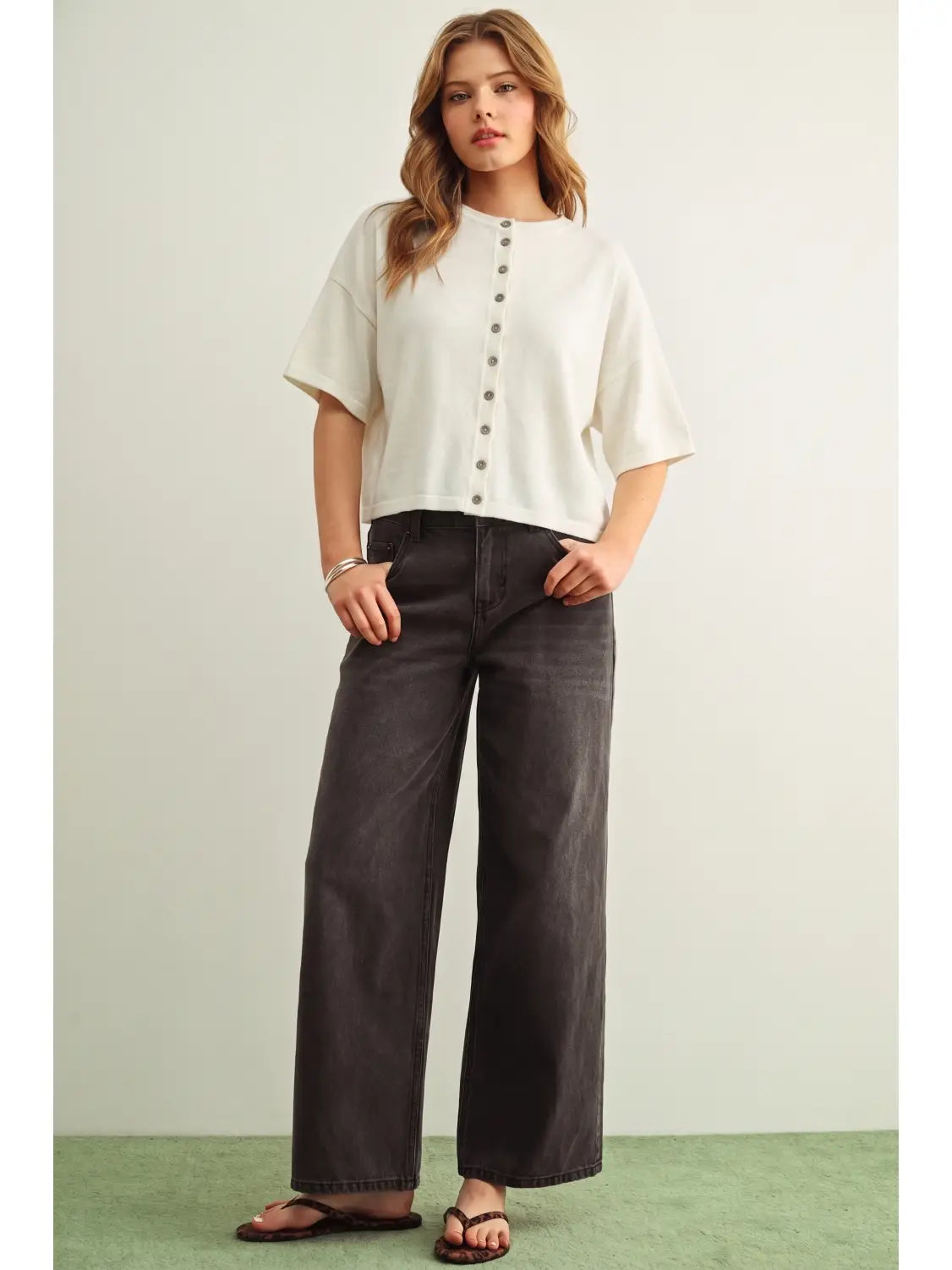 Ellen Button Top- White