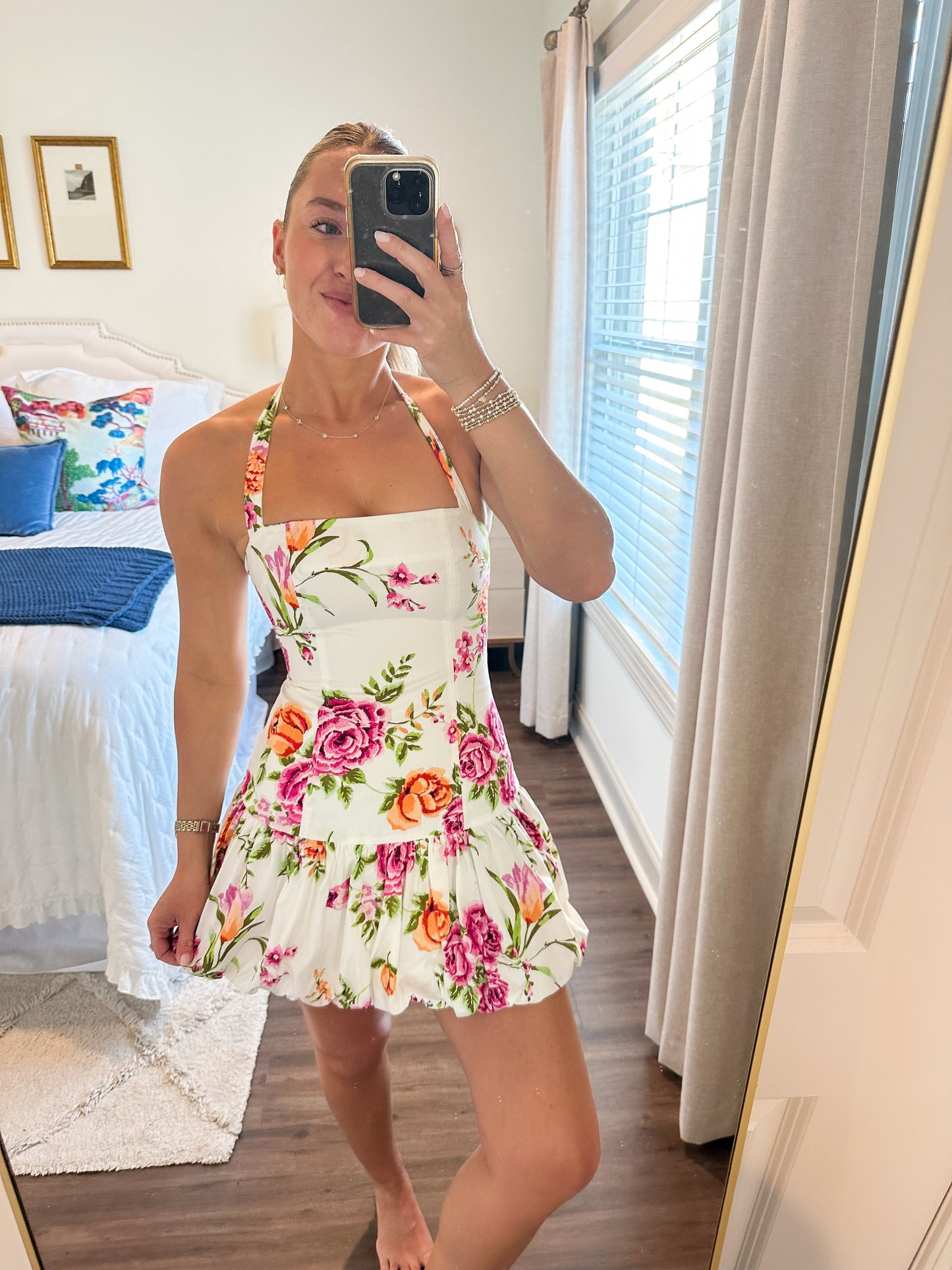 Rose Floral Puff Dress