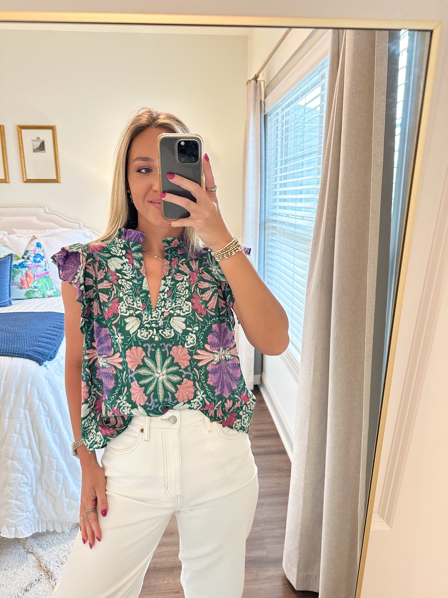 Quinn Green Floral Top