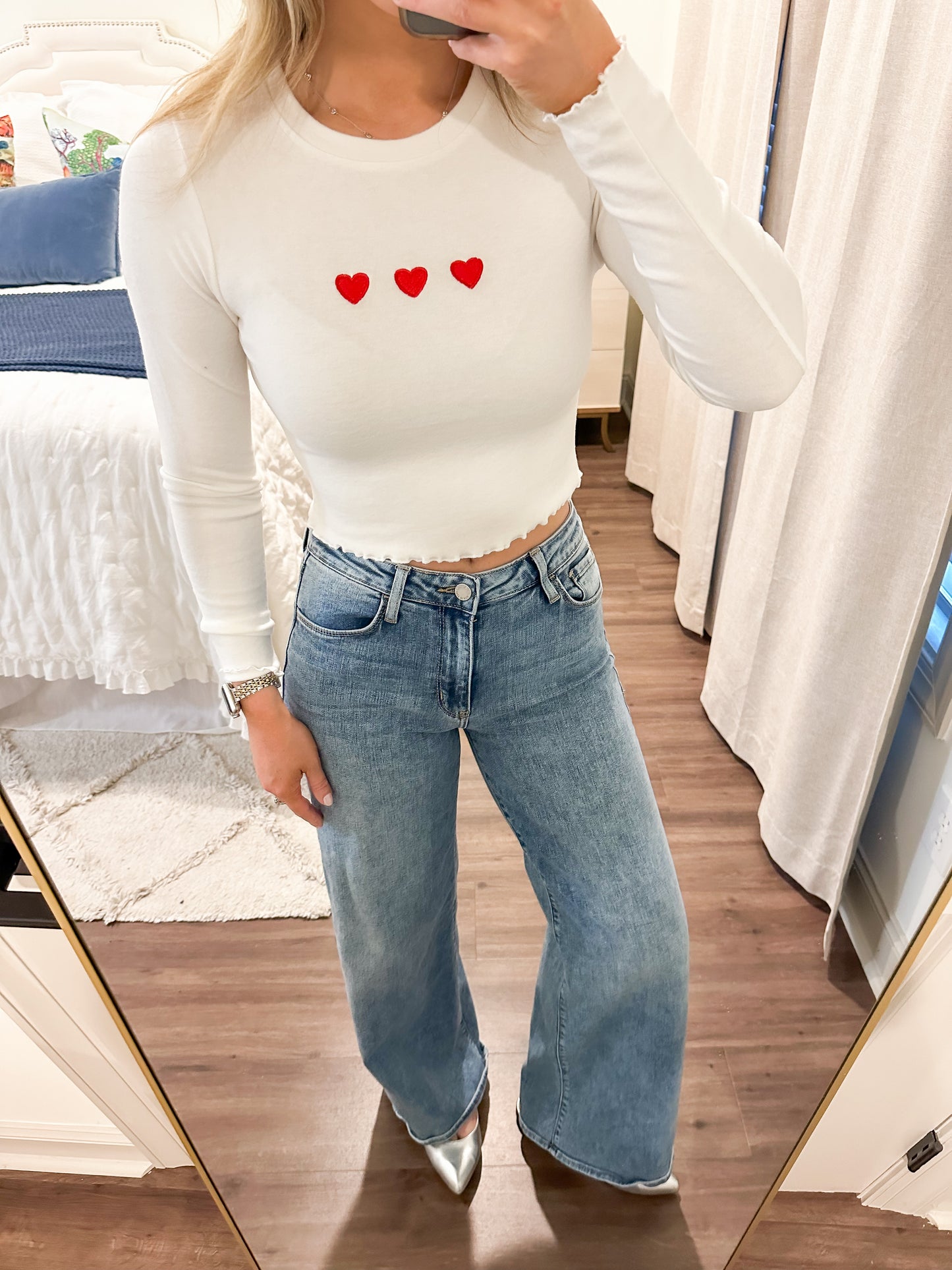 Lydia Heart Top- White