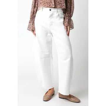 Emmy Barrel Jeans- White