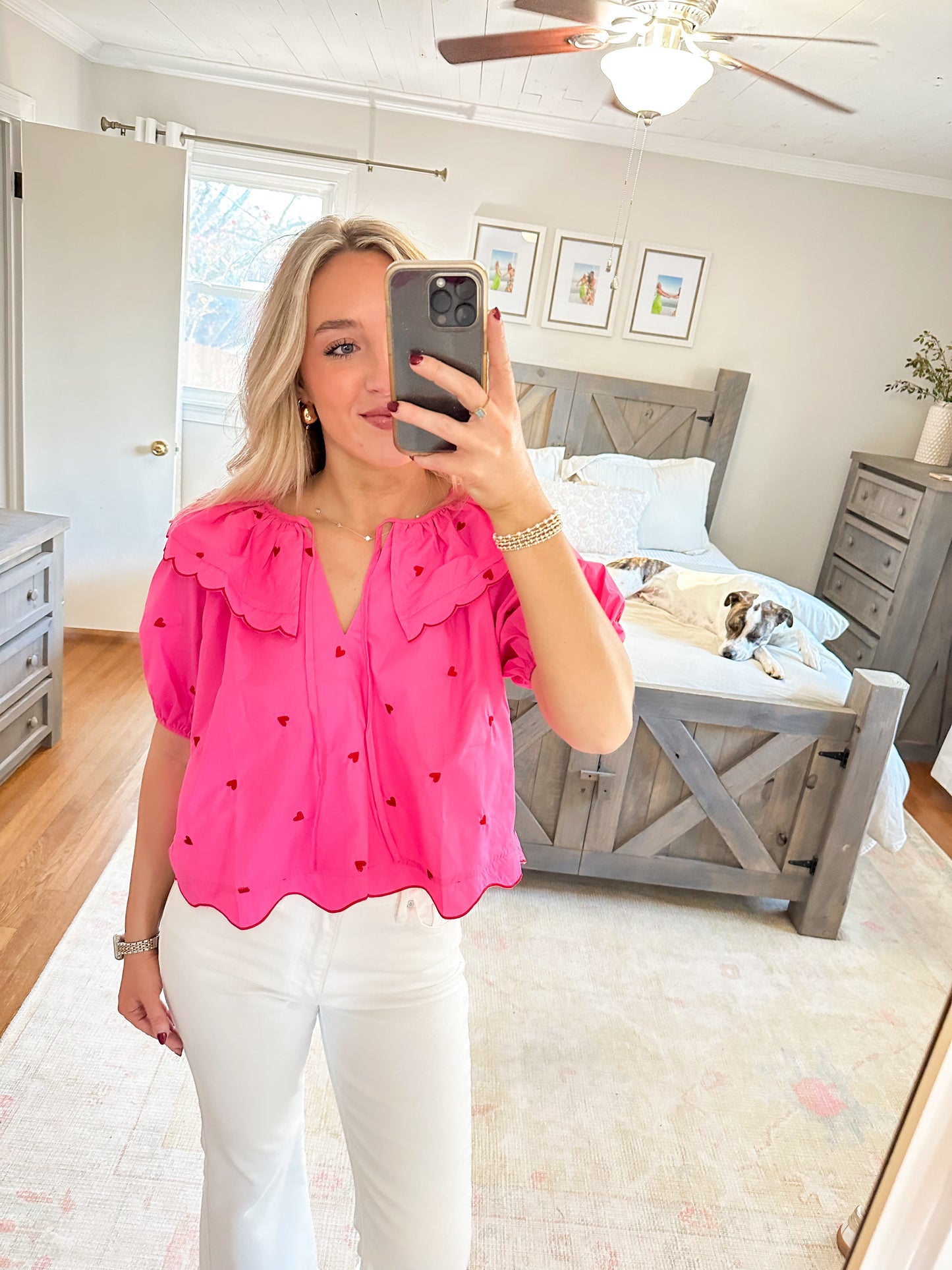 Stitch of Love Top- Hot Pink
