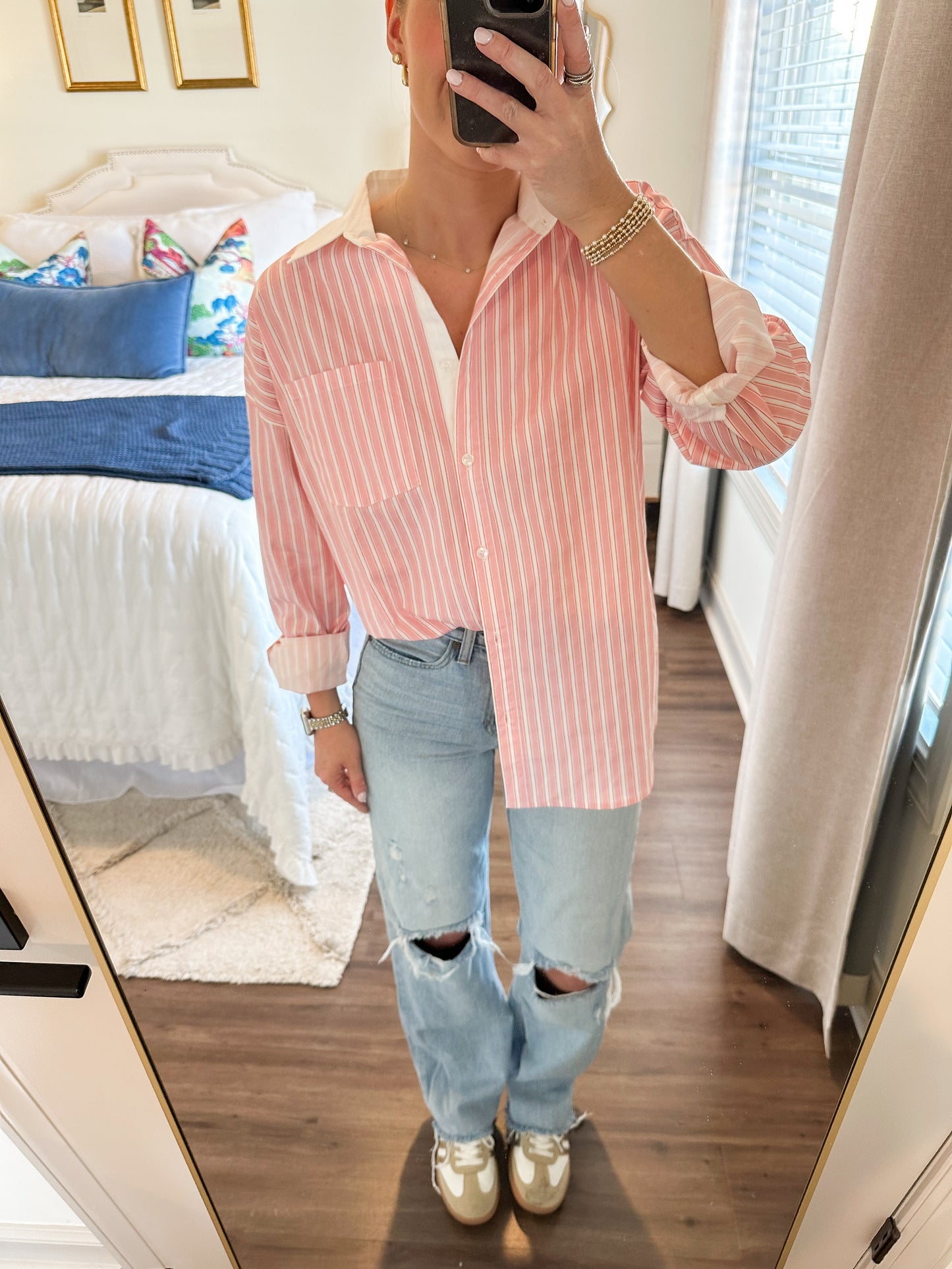 Daely Stripe Shirt- Pink