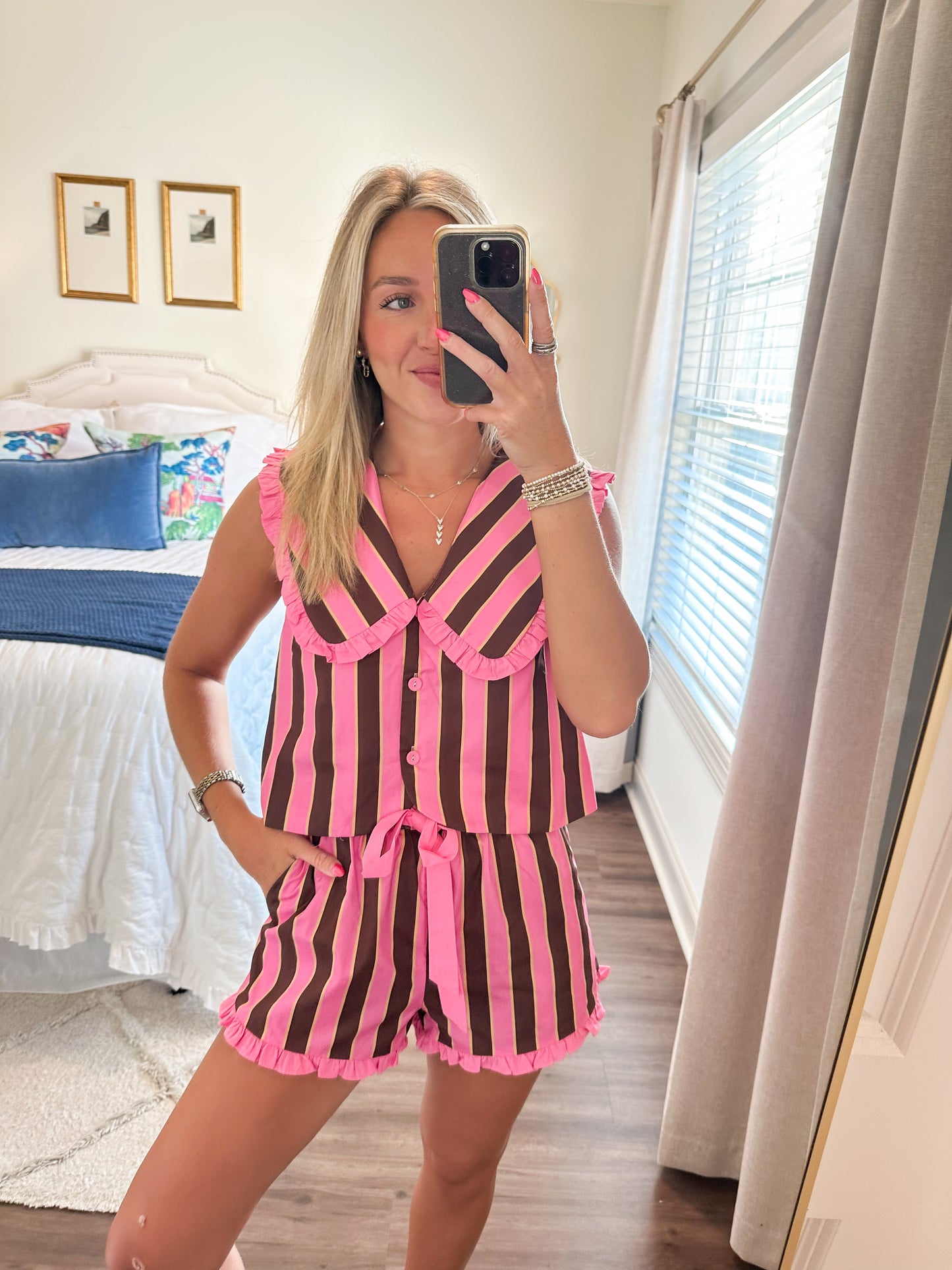 Salome Stripe Set- Pink/Brown