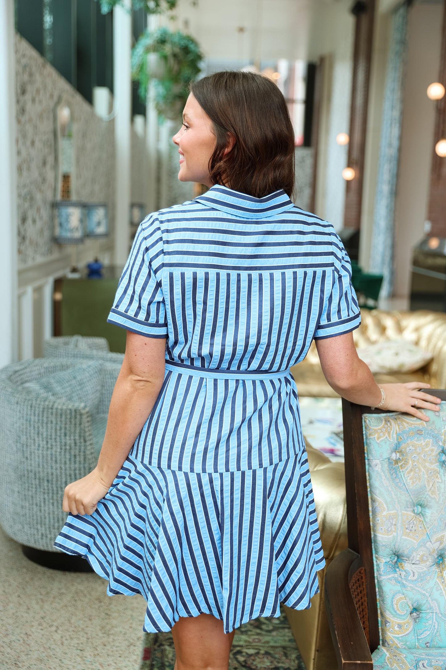 Nina Stripe Mini Dress- Blue