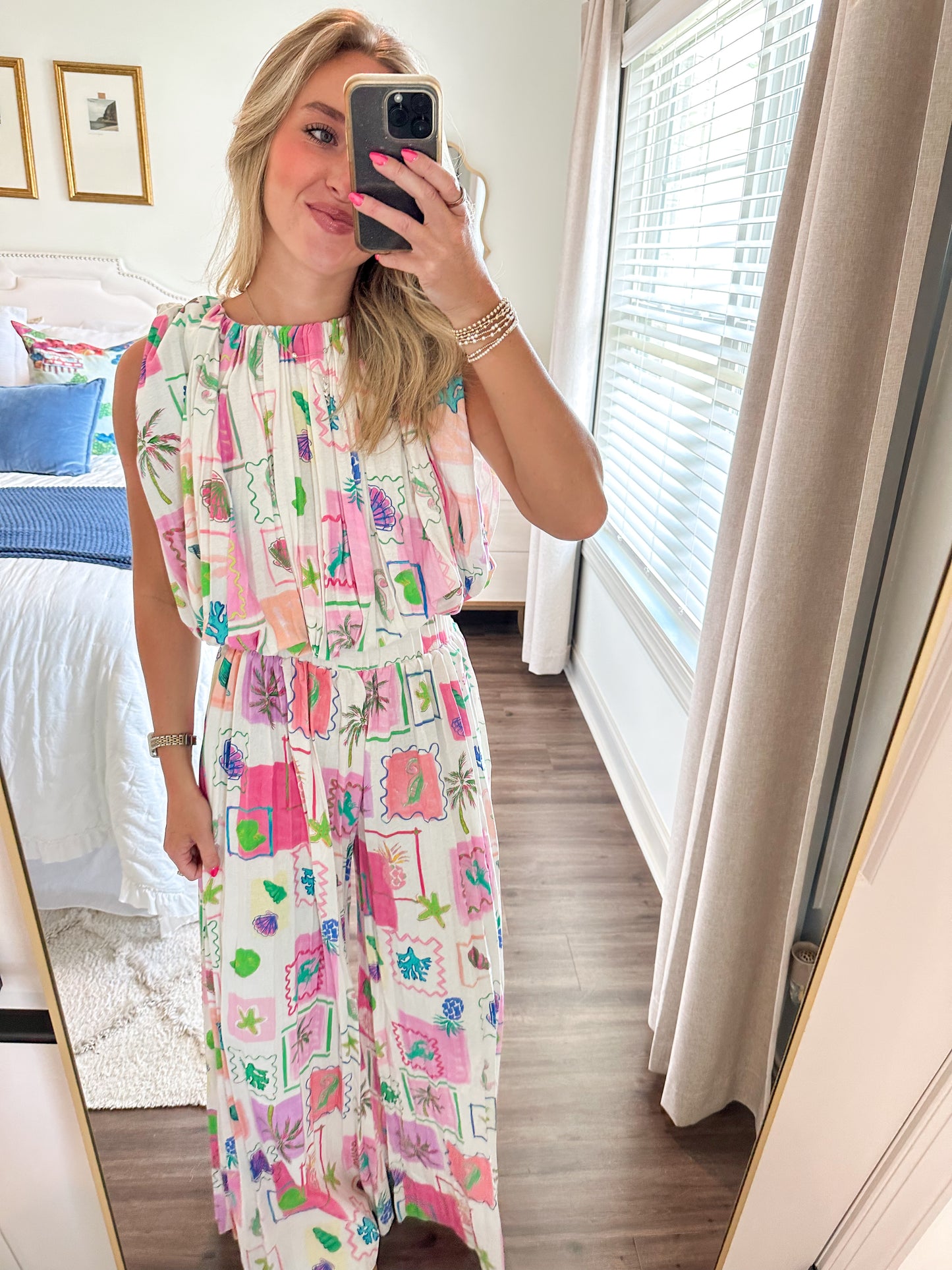 Marina Palm Set- White/Pink