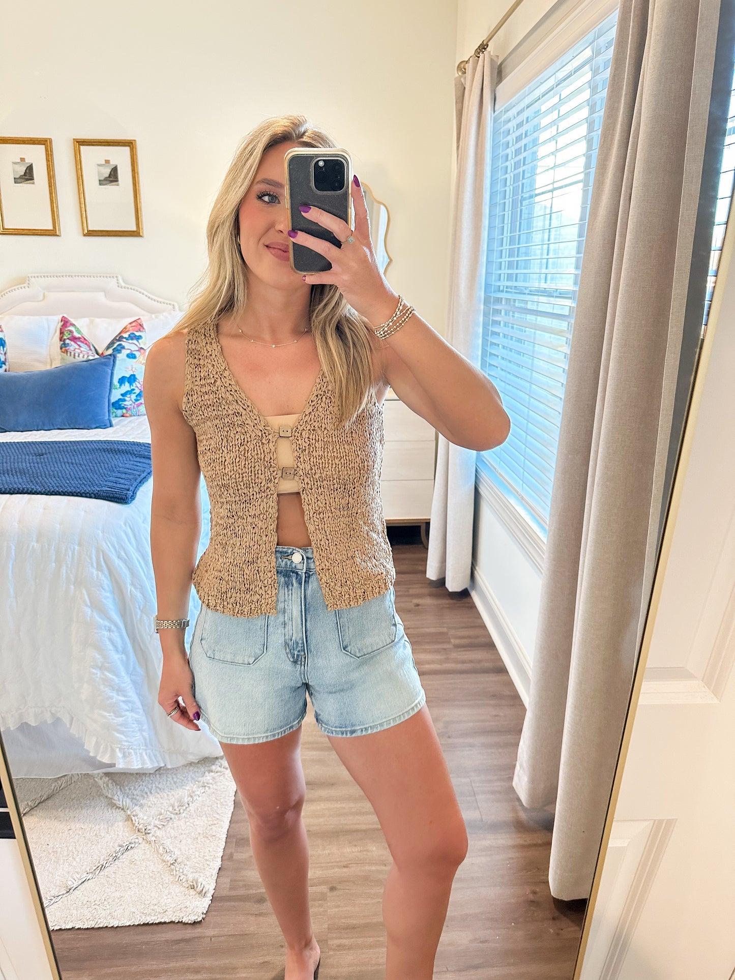 Alexa Crochet Tank- Sand