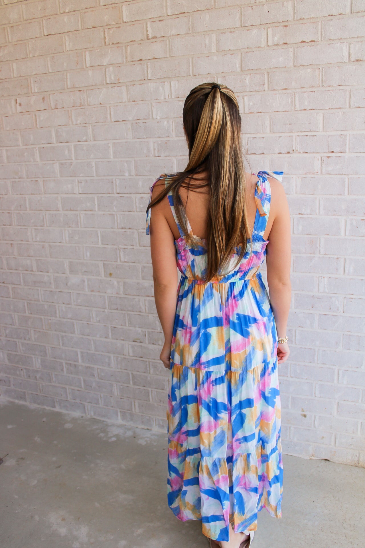 Brush Stroke Midi- Blue Multi