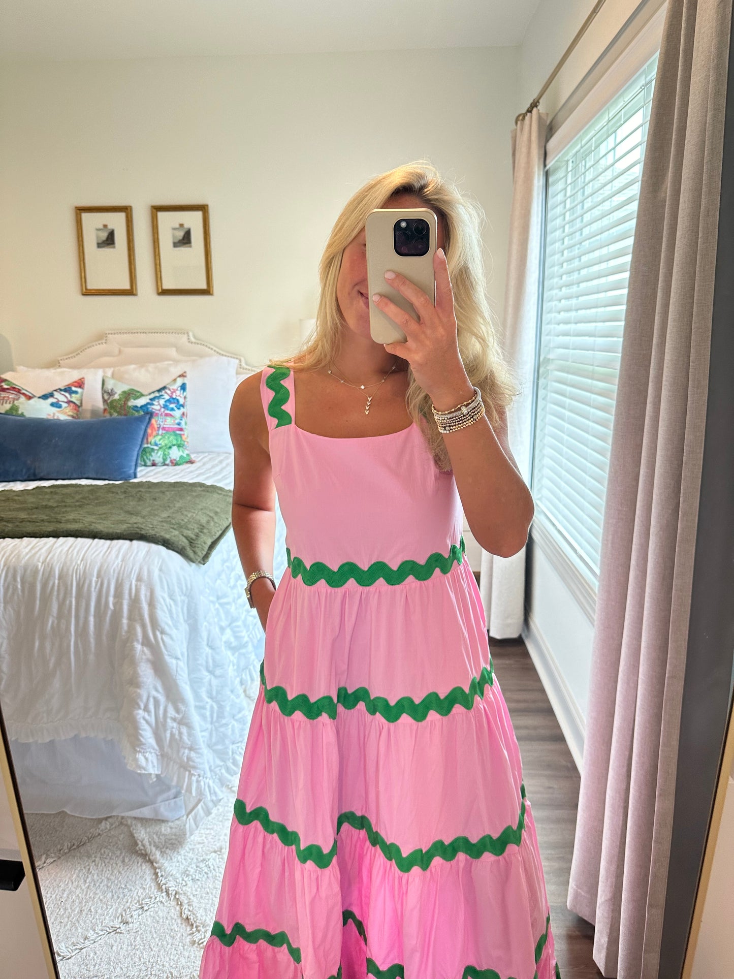 Kelly Dress- Pink/Green