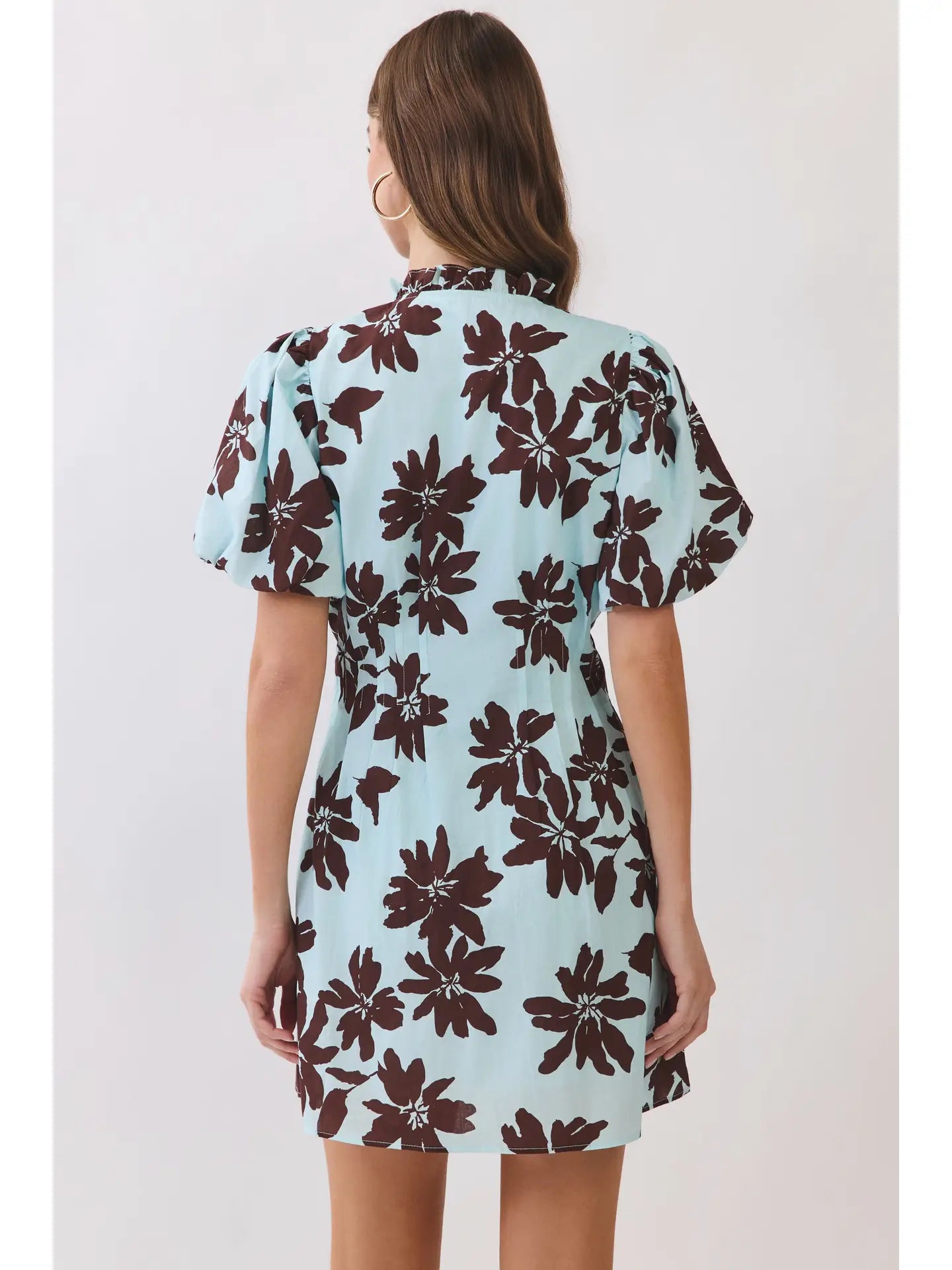 Avena Floral Mini Dress- Blue/Brown