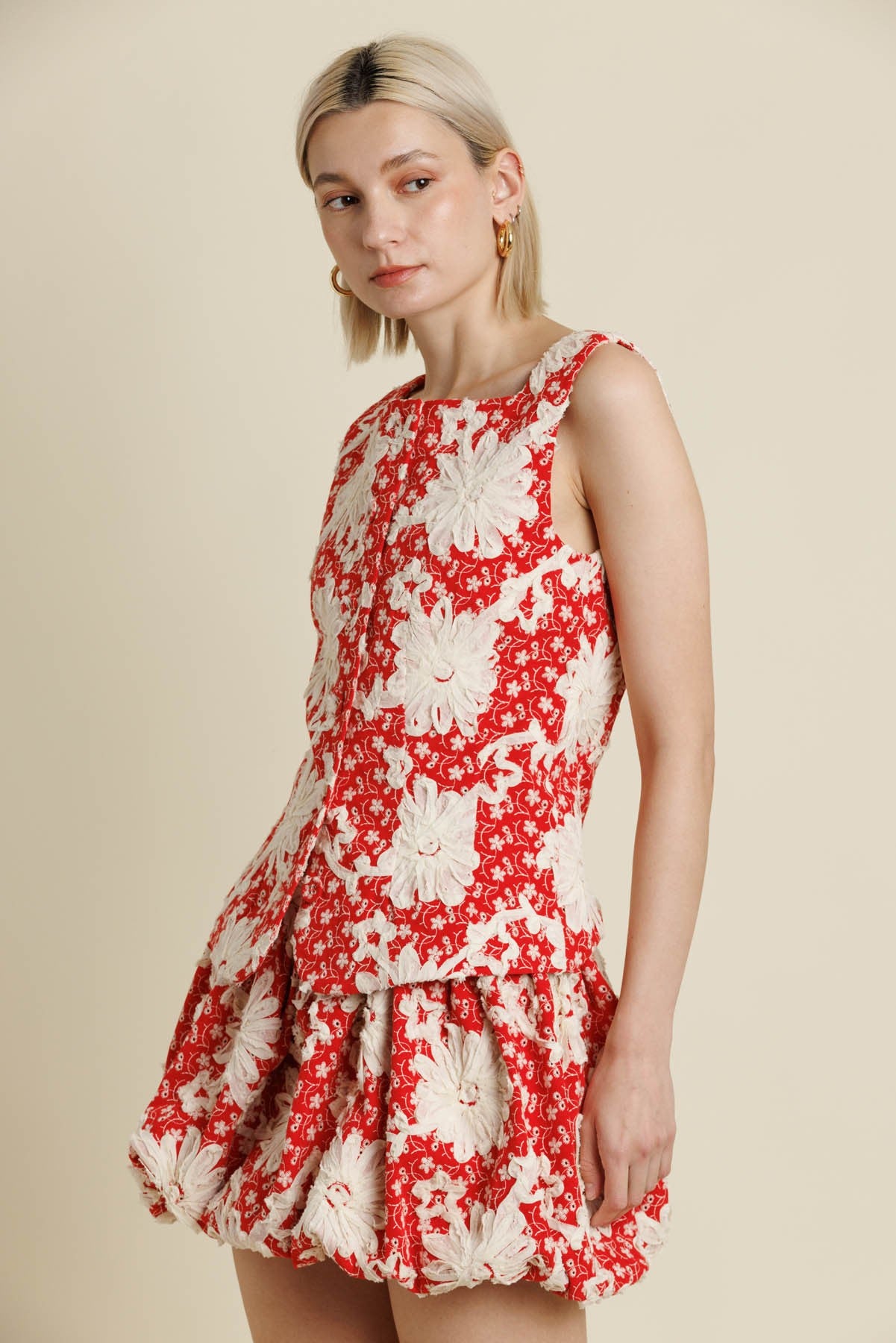 Mavis Embroidered Top- Red