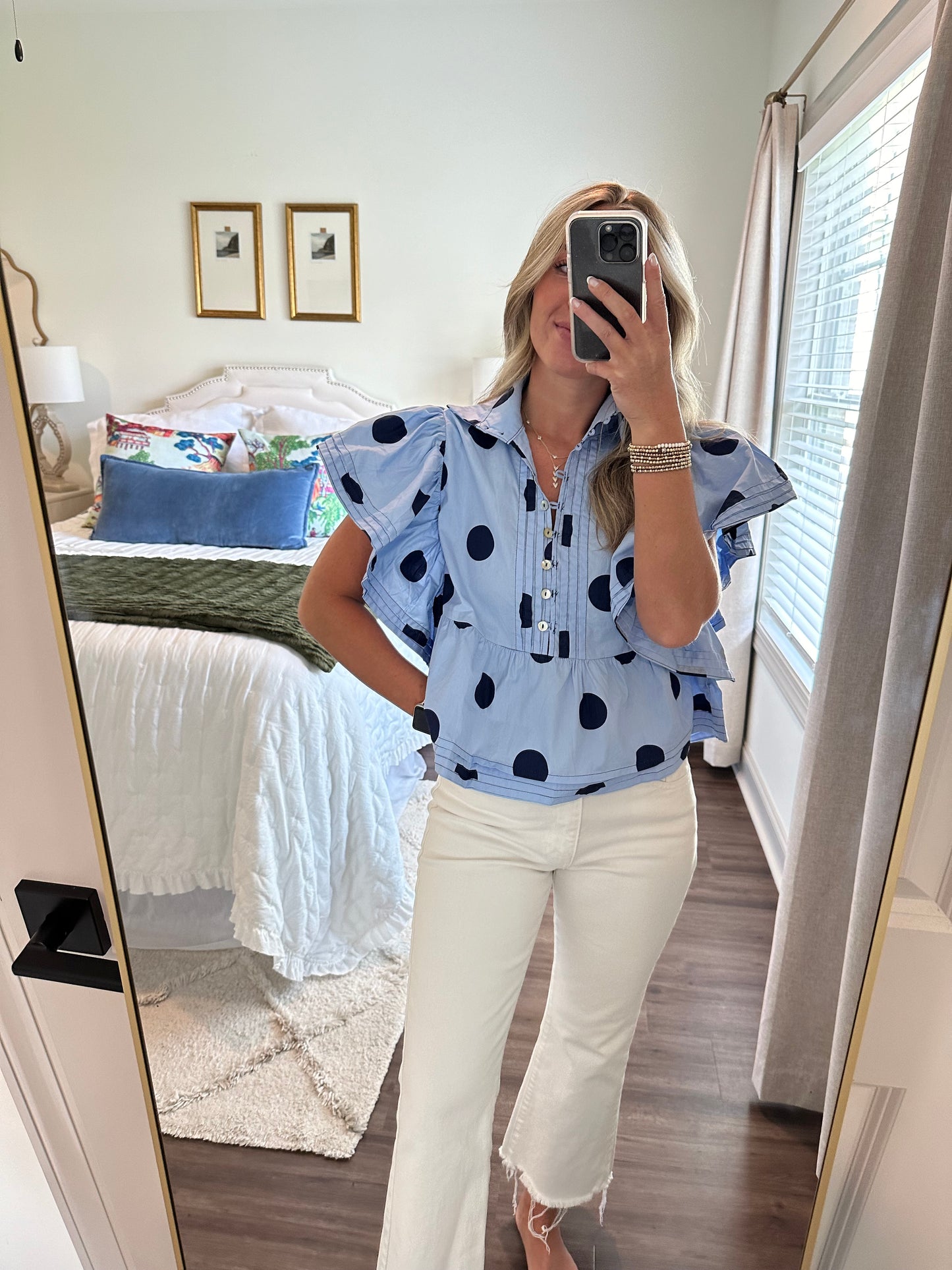 Polka Dot Top- Blue