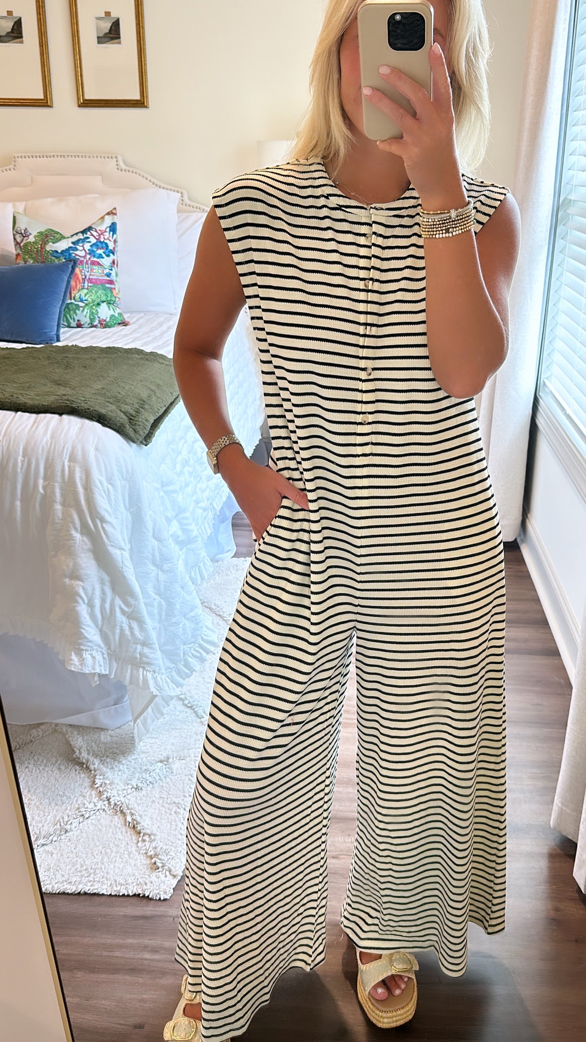 Black Stripe Jumpsuit