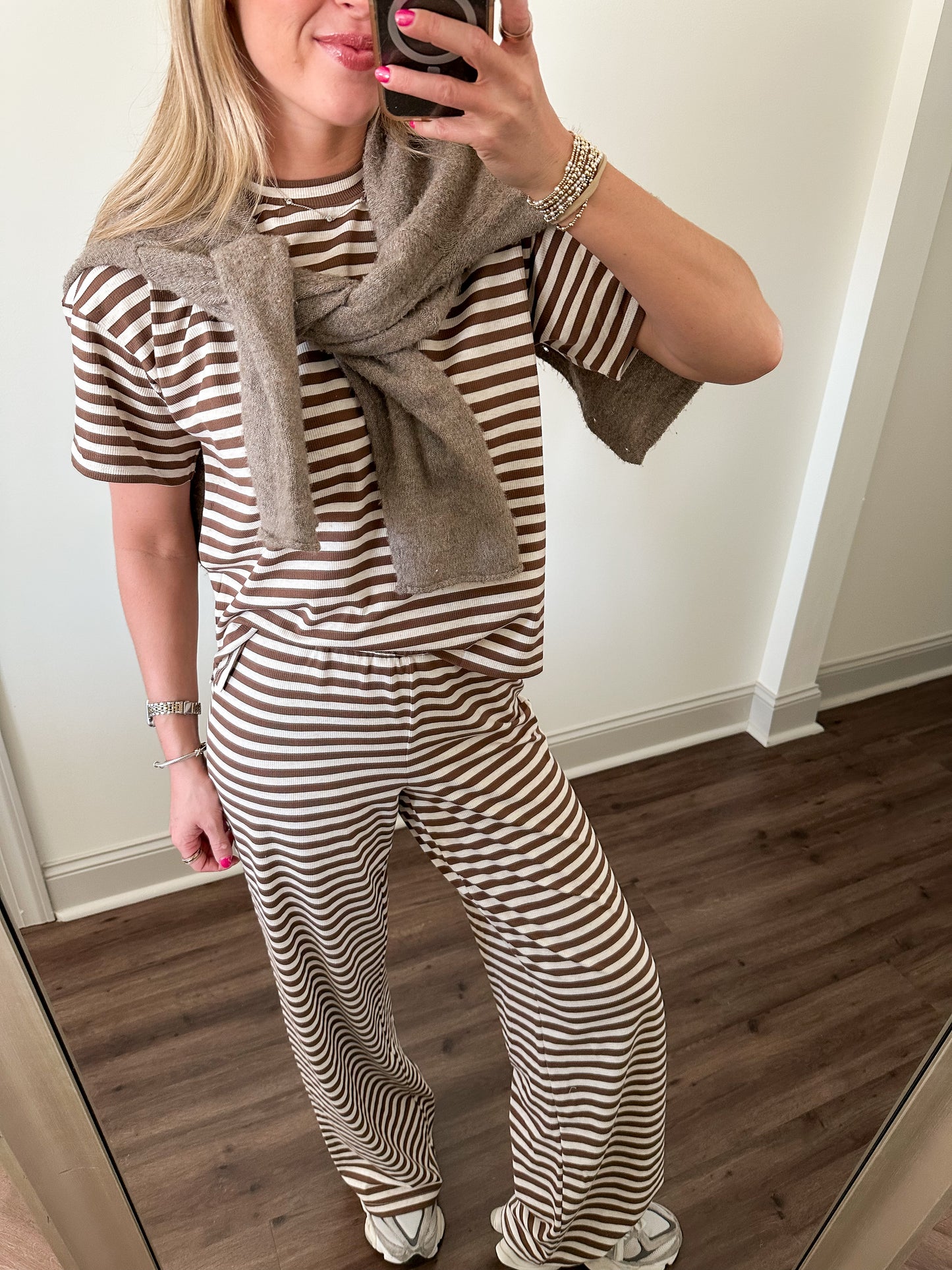 Easy Days Stripe Top- Brown