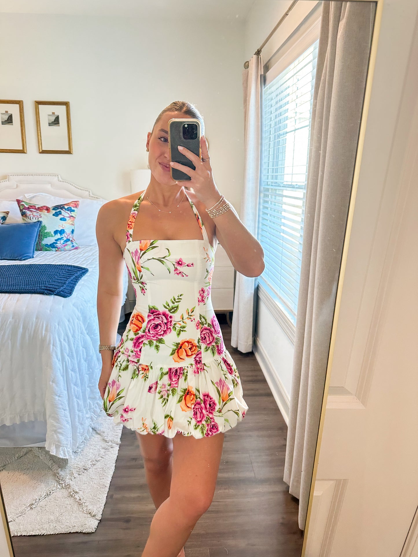 Rose Floral Puff Dress
