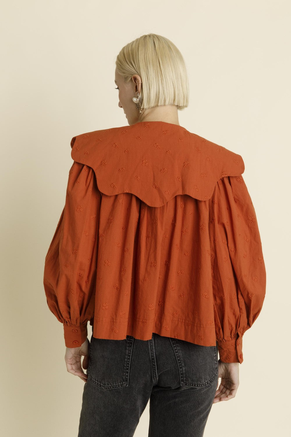 Scallop Collar Blouse- Terracotta