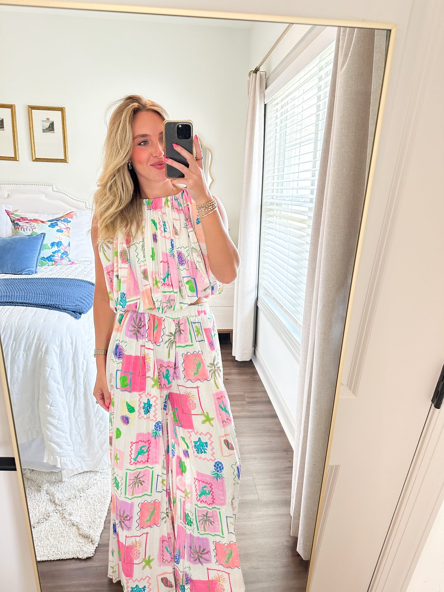 Marina Palm Set- White/Pink