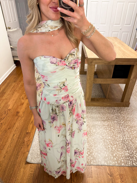 Mint Floral Maxi Dress
