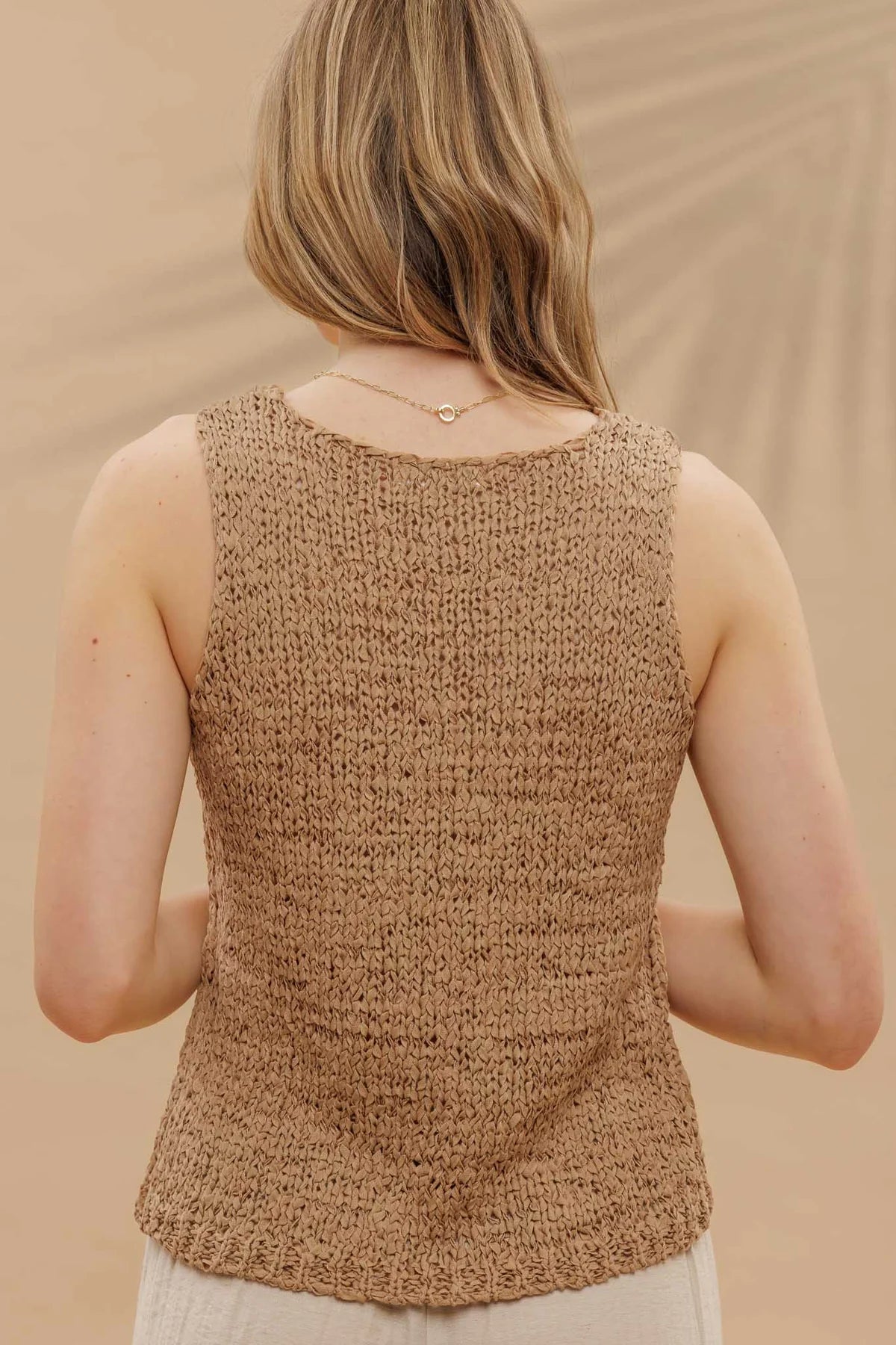 Alexa Crochet Tank- Sand