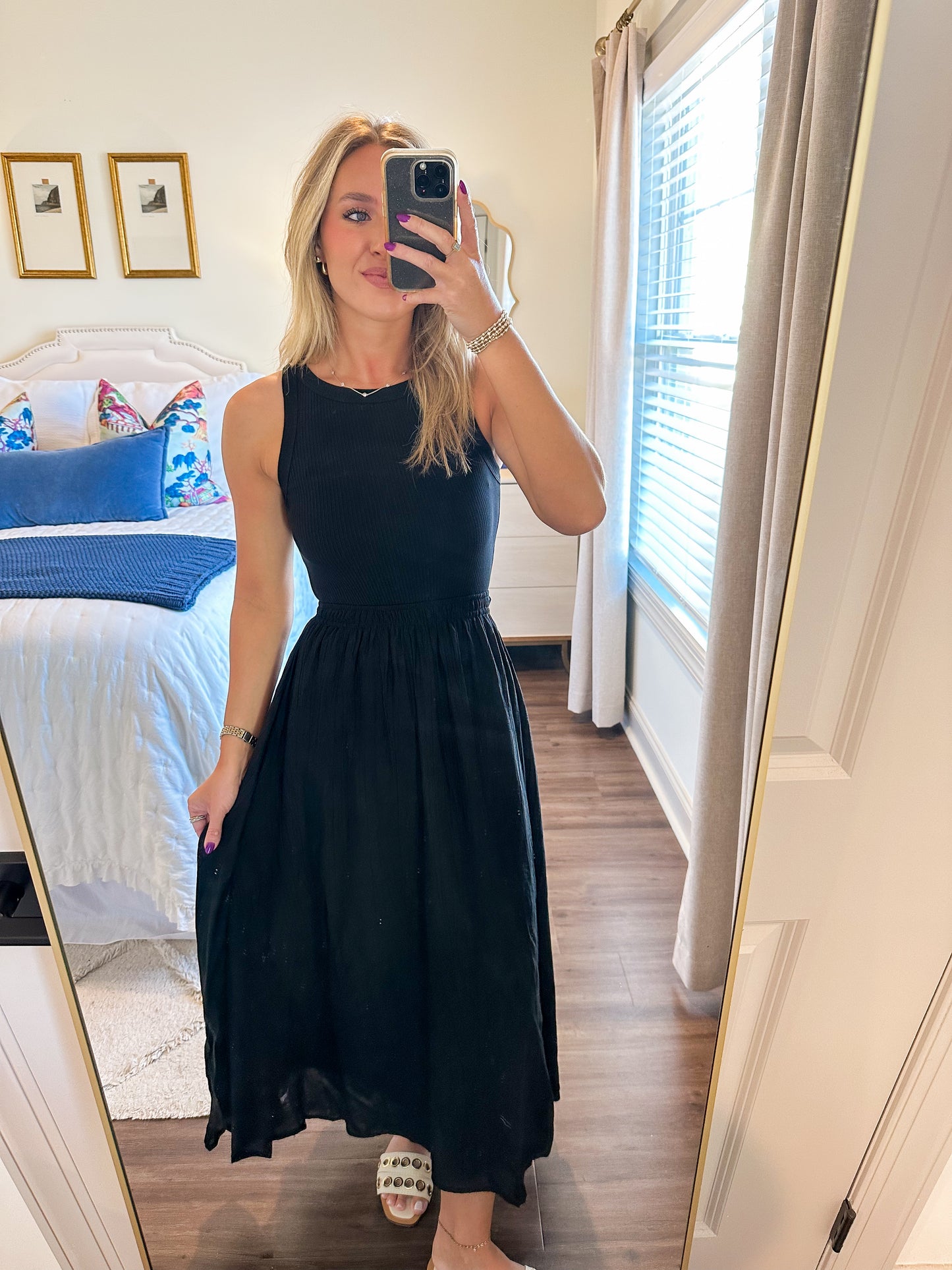 Mixed Media Dress- Black