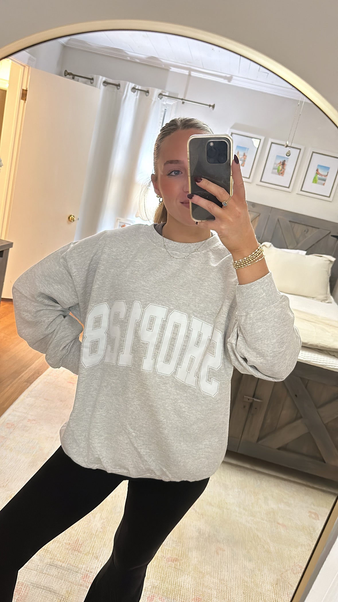SHOP128 Custom Sweatshirt- Grey/White