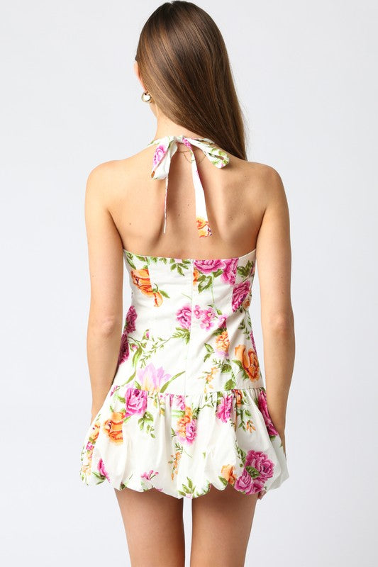 Rose Floral Puff Dress