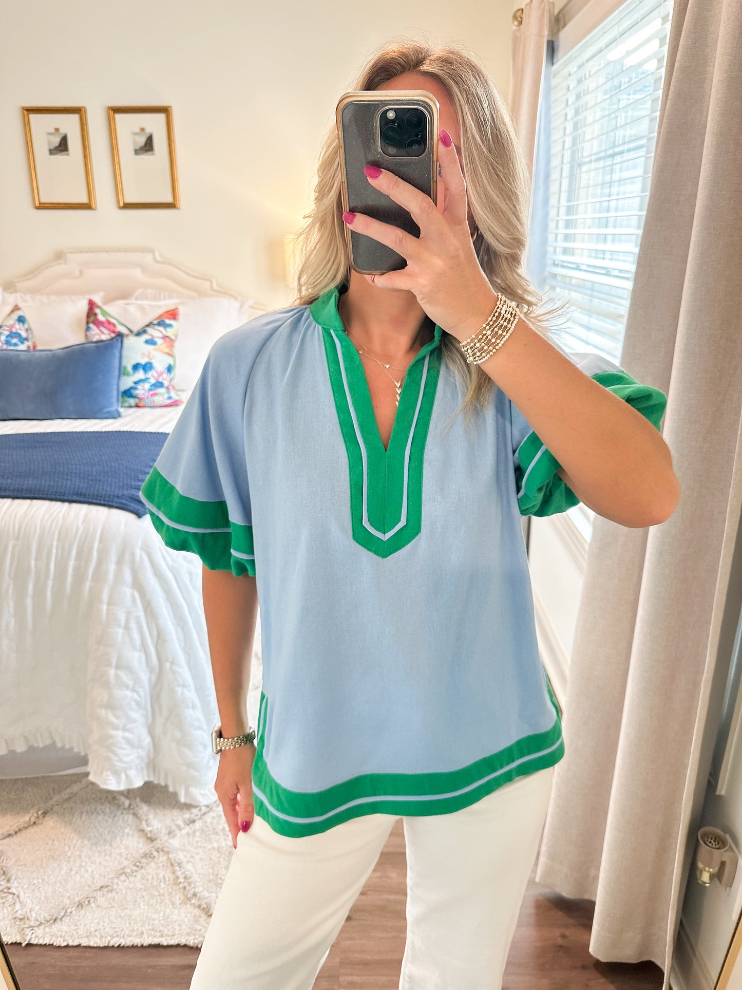 Jenna Top- Blue/Green