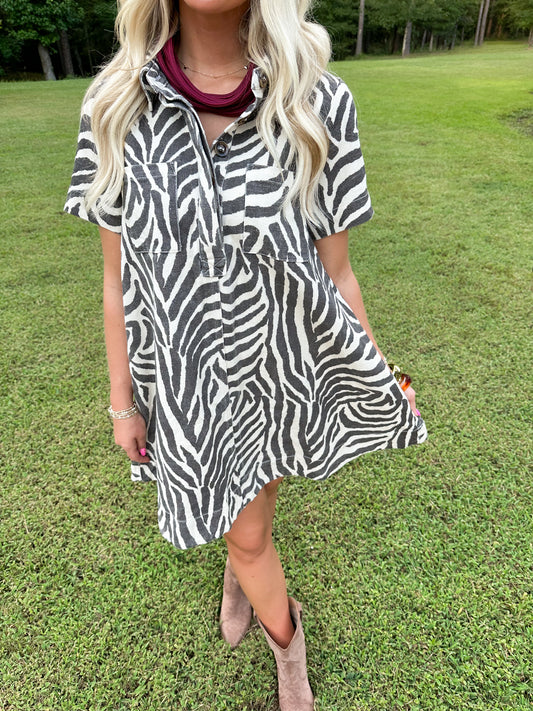 Jax Zebra Mini Dress