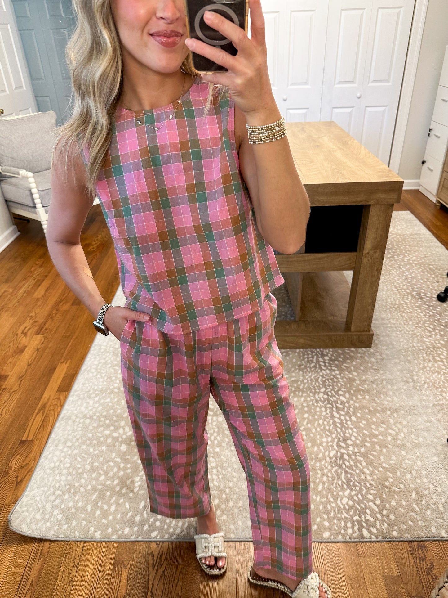 Naomi Plaid Set- Pink/Green