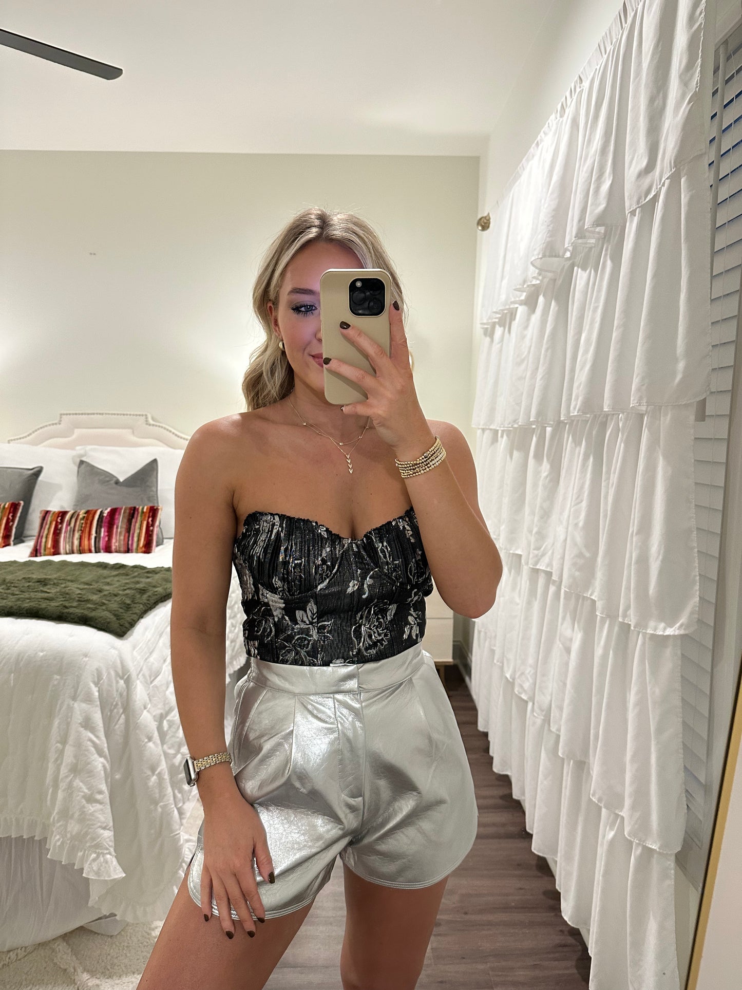 Metallic Silver Shorts