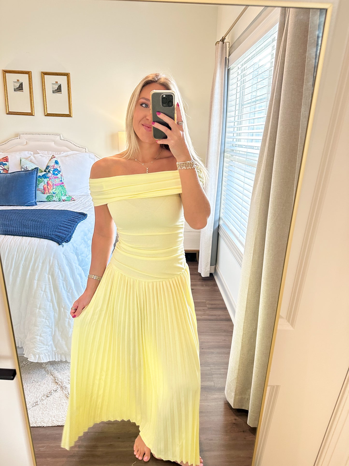 Elina Drop Dress- Yellow