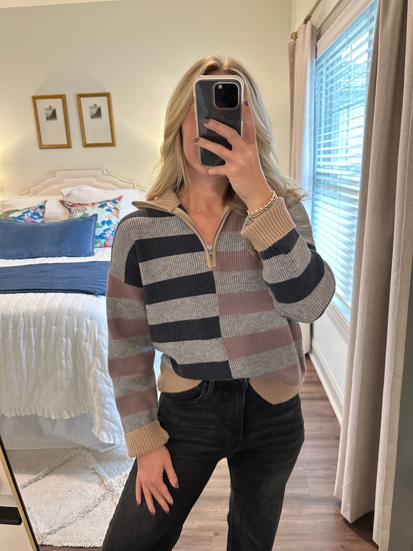 Mix Stripe Half Zip