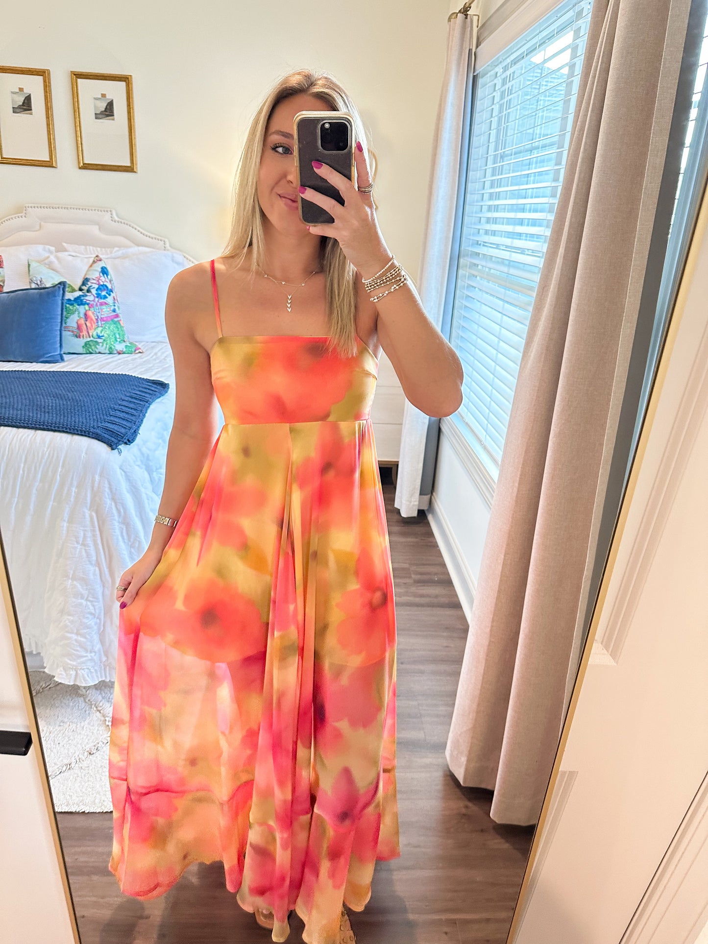 Eileen Maxi- Mustard/Coral
