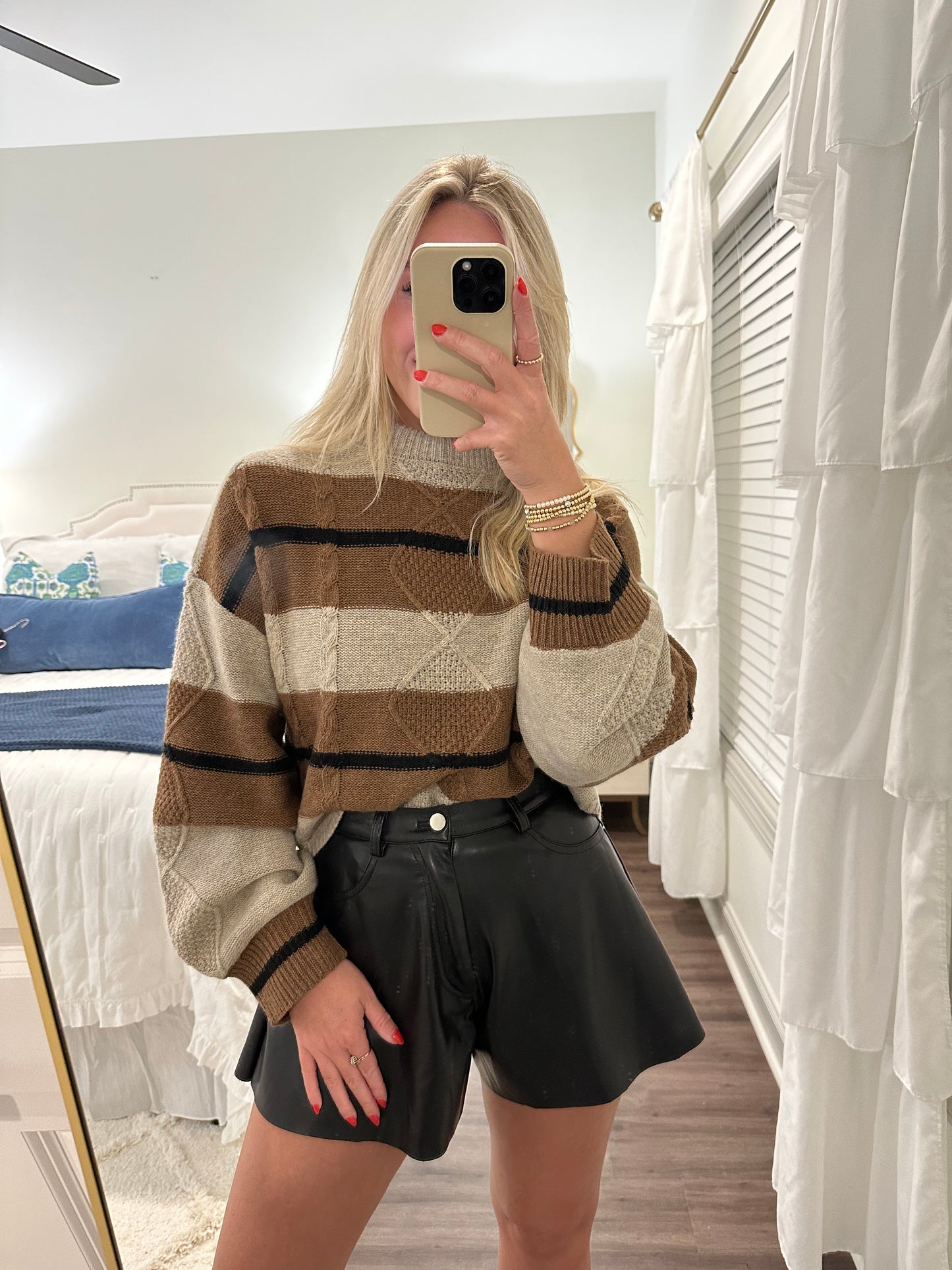 Stripe Turtleneck Sweater