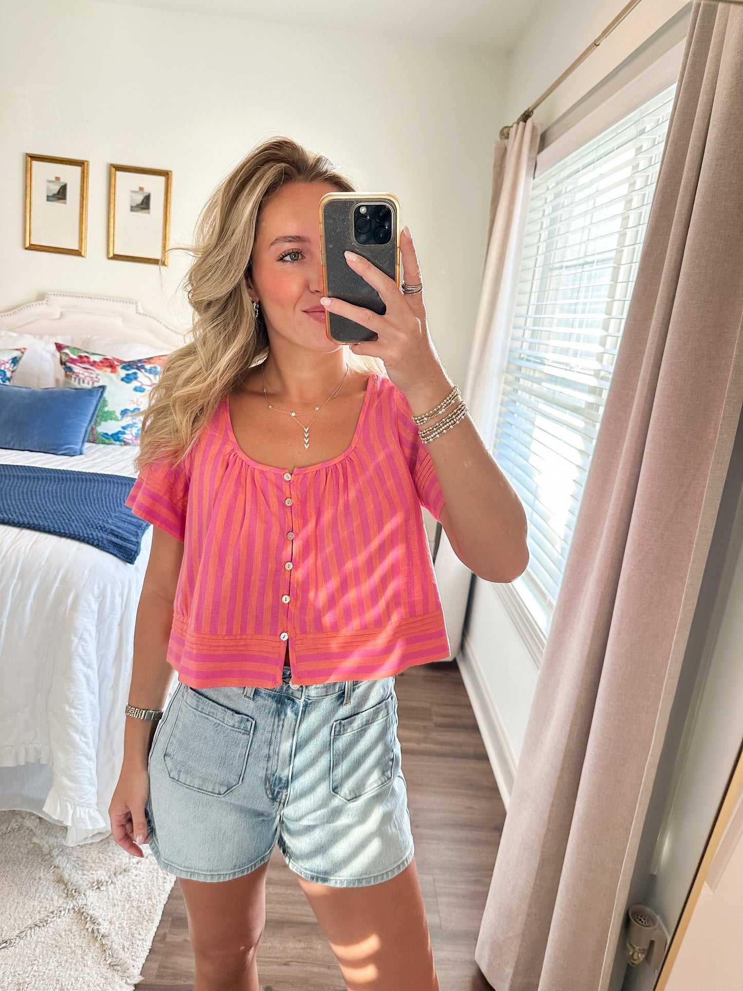 Bentley Top- Pink/Orange