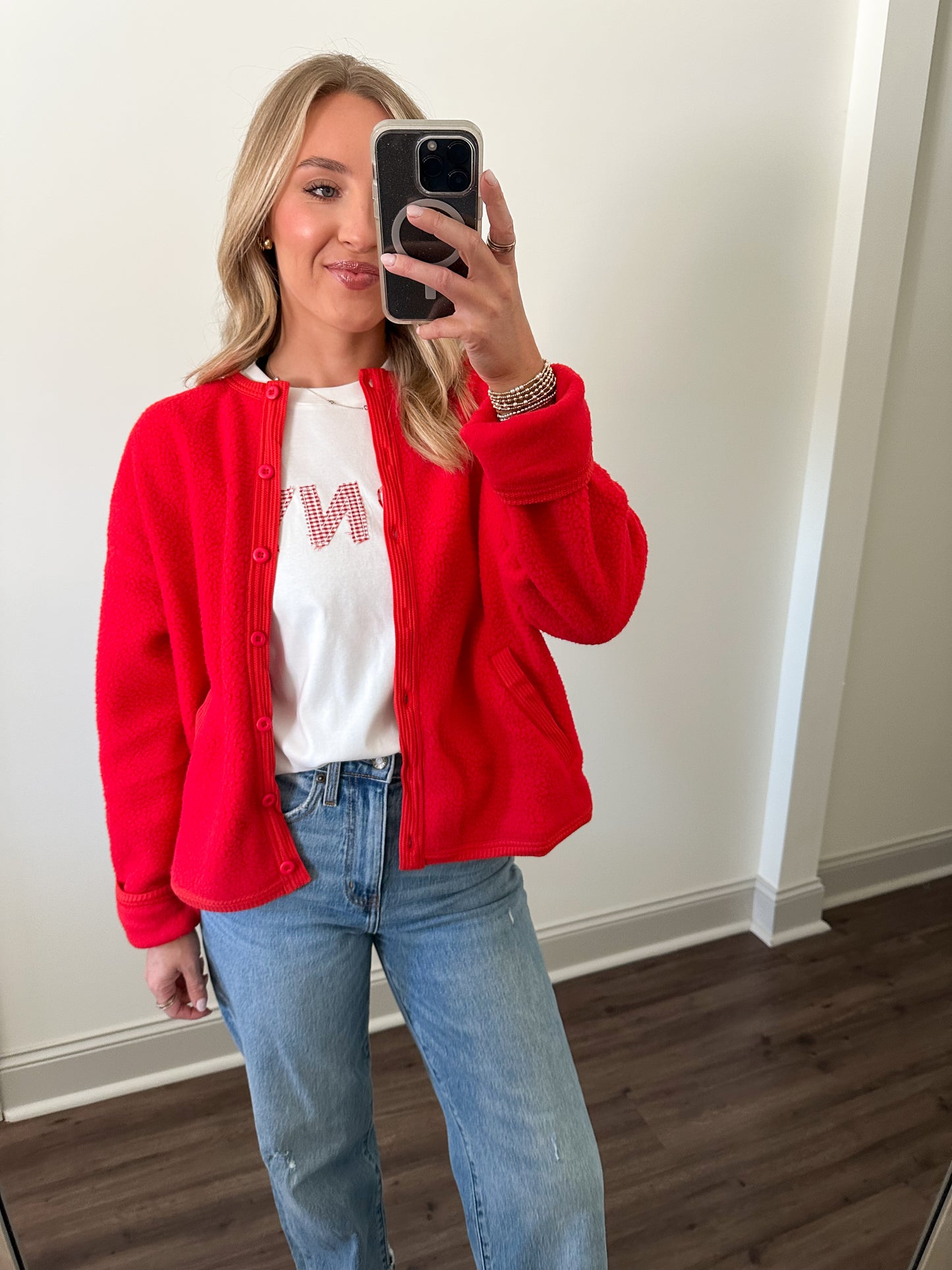 Troy Sherpa Jacket- Red