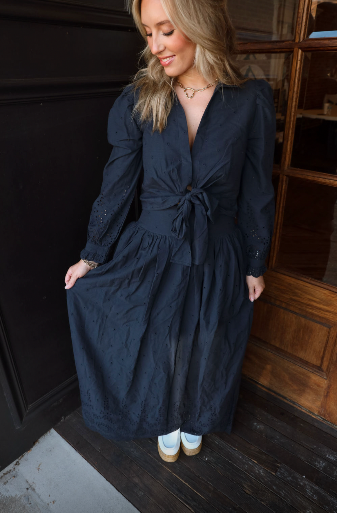 Eyelet Maxi Set- Navy Medium Eyelet Maxi Set- Navy Medium