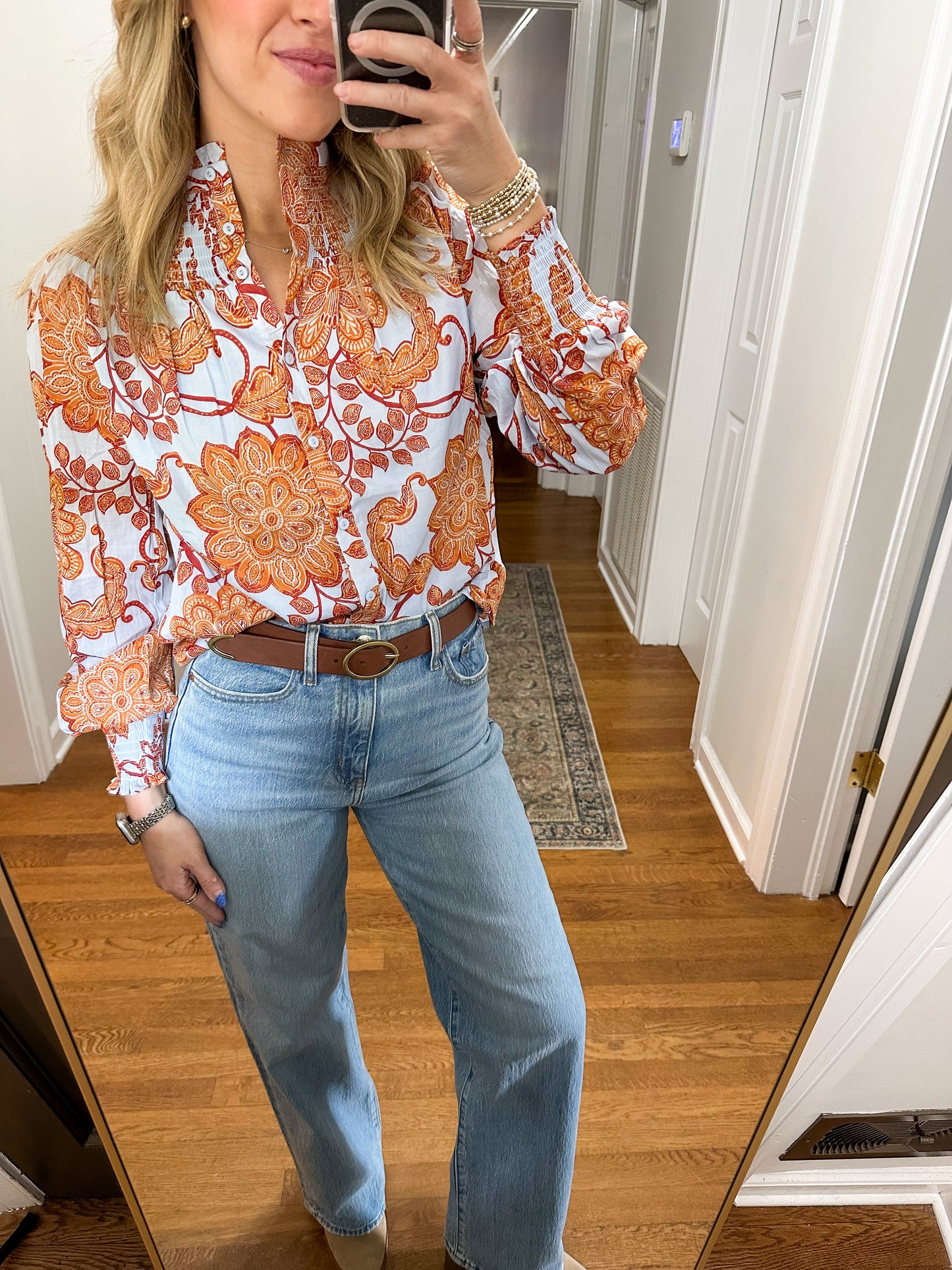 Siany Floral Debory Smocked Top