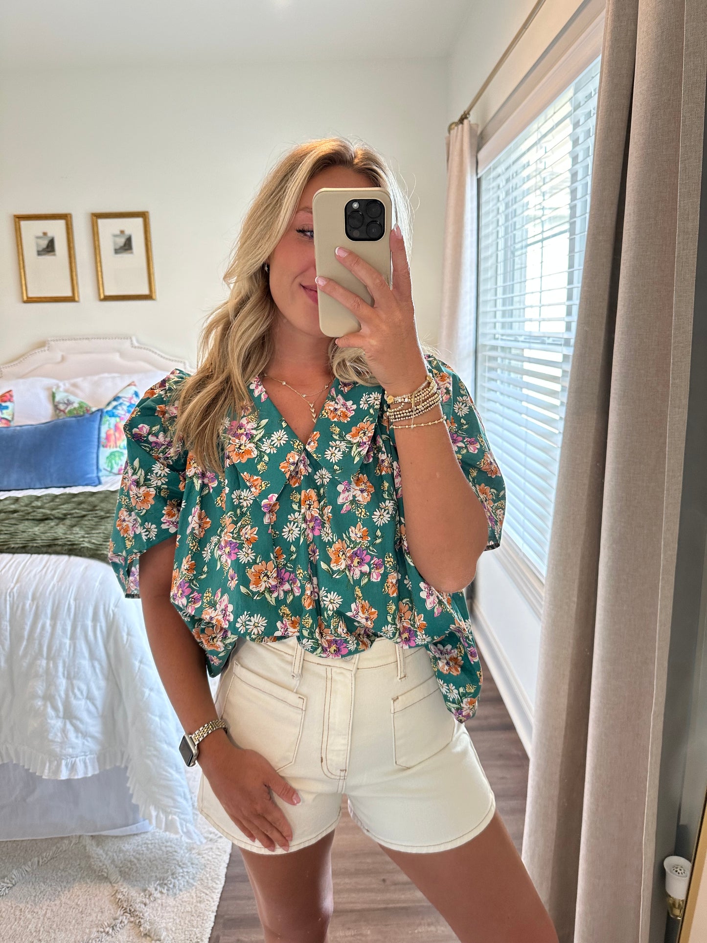 Karissa Top- Green Floral