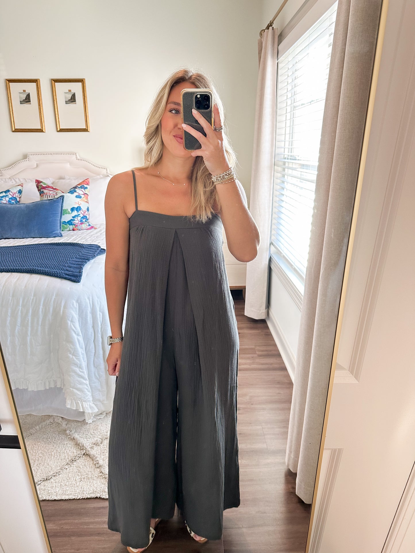 Nelly Gauze Jumpsuit- Charcoal