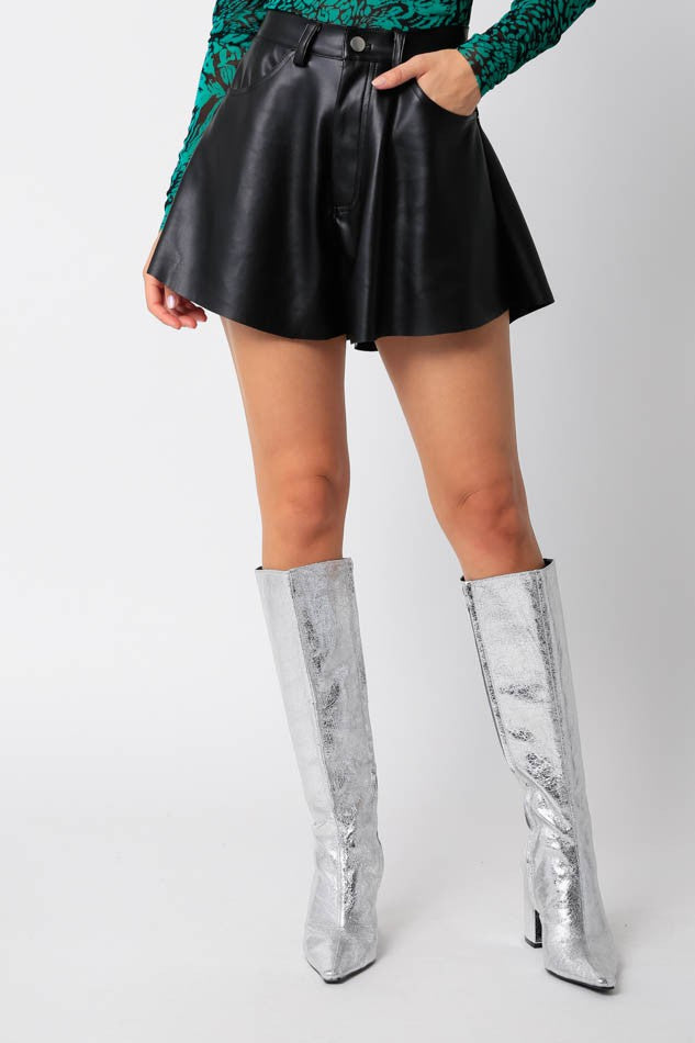 Riley Shorts- Black Leather