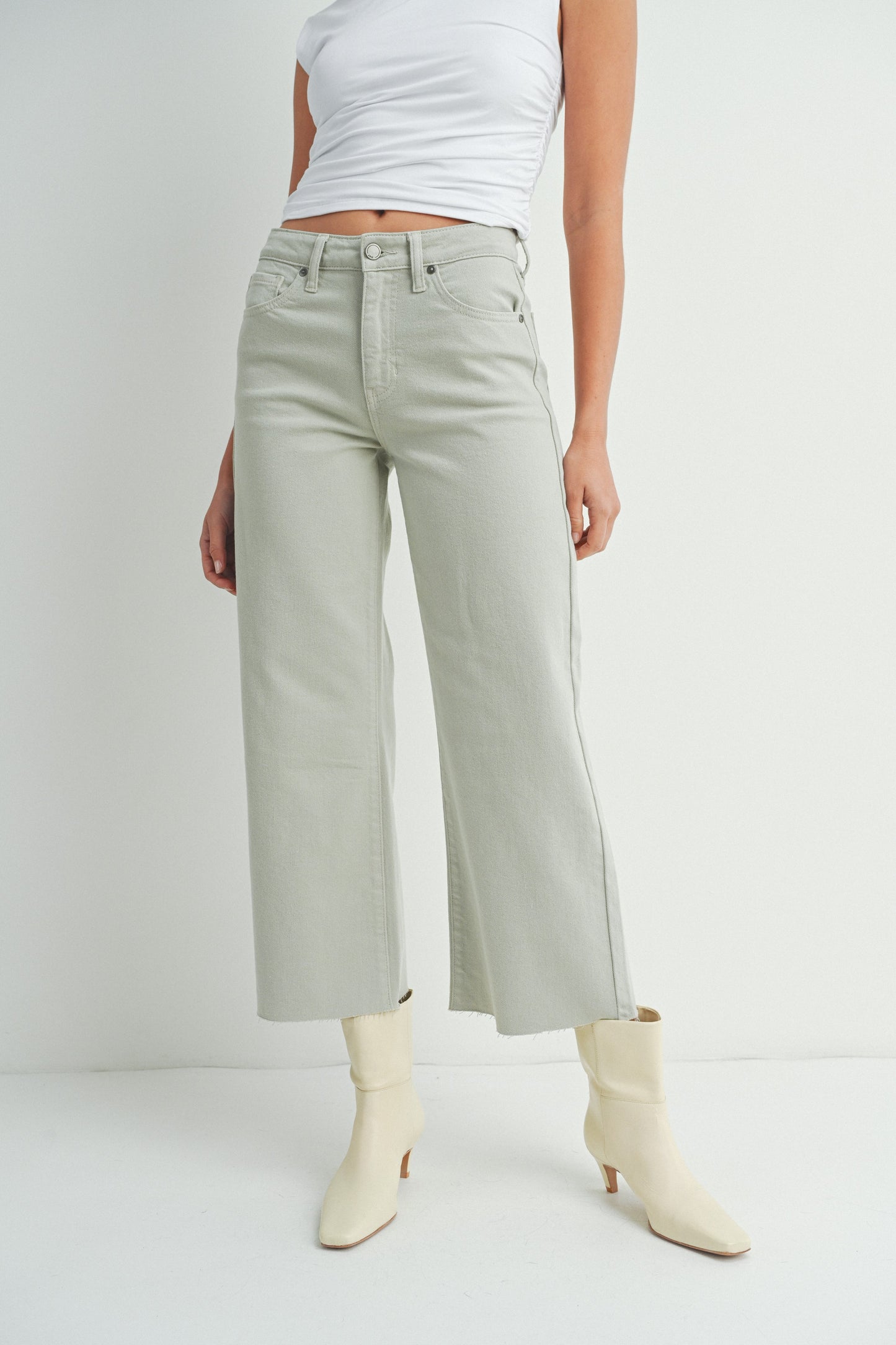 Olive Slim Wide Leg Jean