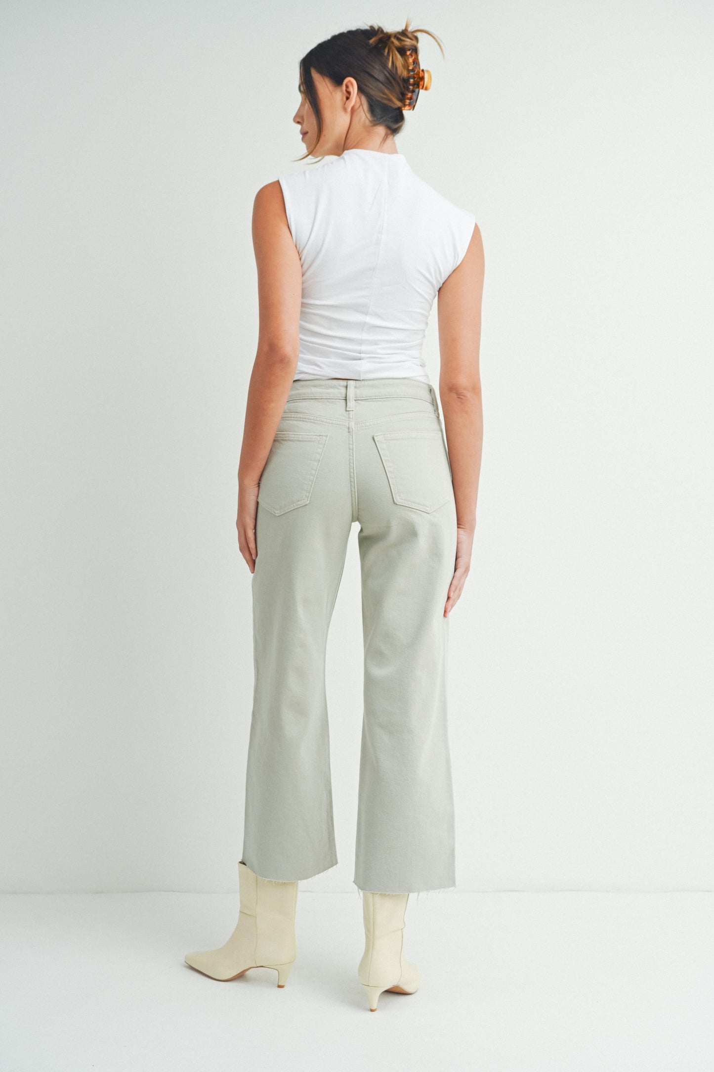 Olive Slim Wide Leg Jean