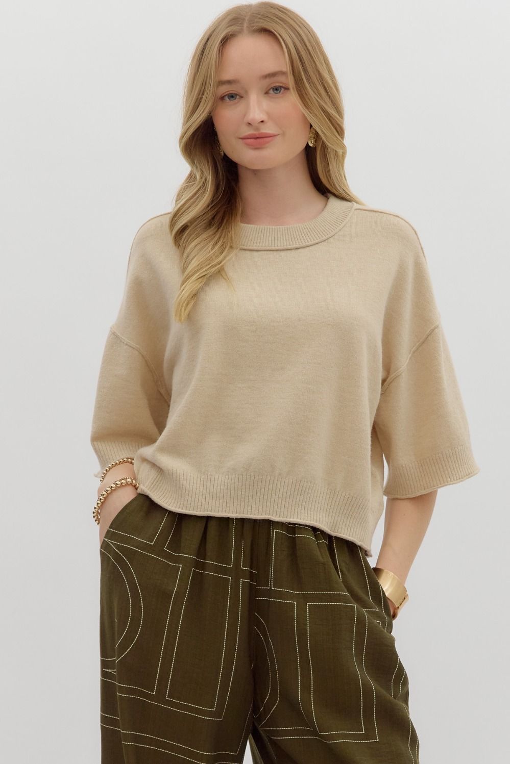 Miller Sweater Top- Tan