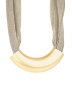 Curved Metal Tube and Mesh Necklace