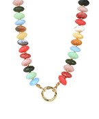 Marble Stone Necklace- Multi/Gold