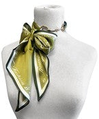 Scarf & Horsebit Buckle Necklace- Olive