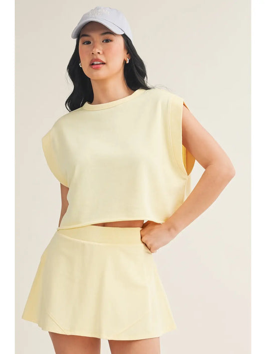 Mineral Wash Skort Set- Yellow