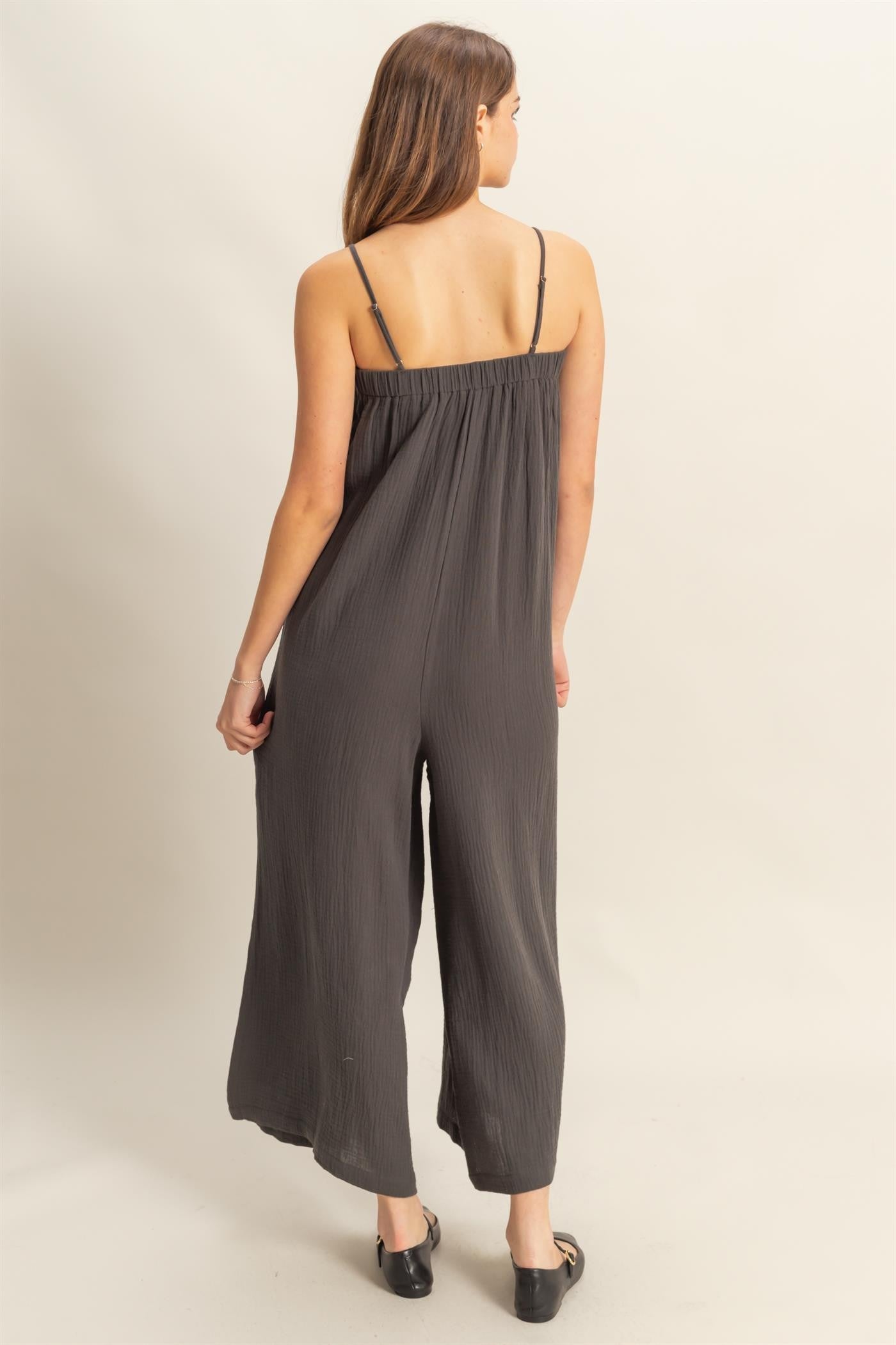 Nelly Gauze Jumpsuit- Charcoal