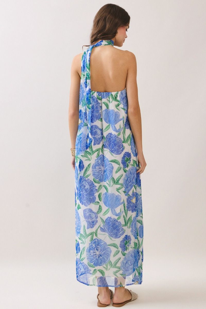 Mia Floral Maxi- Blue